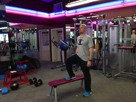 Workout C Crossover Step-up Stand next to a bench or platform Step