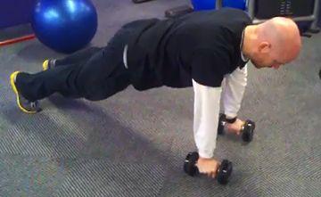 Workout D Renegade Row Assume the pushup position while keeping your