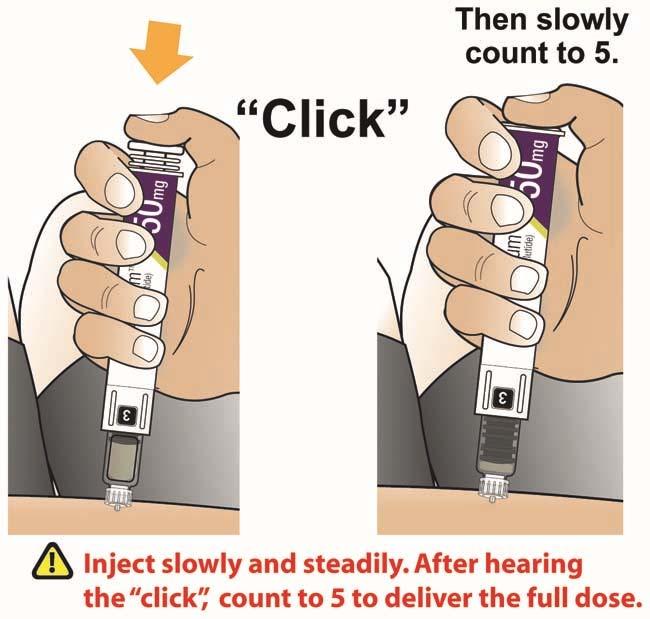 Keep the injection button pressed down until you hear a click.