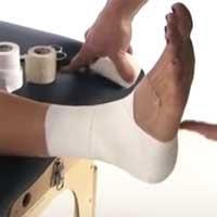 strapping from the mid foot up to the calf Mobilising with a stick if required Gentle exercises after