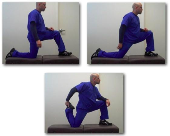 Exercise 11: The h Start with your right knee on the floor and the left leg in front of you.