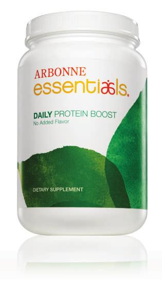 DAILY PROTEIN BOOST 10 grams of easy-to-digest vegan protein, derived from peas, rice and cranberries, per serving Can be blended with Arbonne Essentials Protein Shakes, PhytoSport After Workout, or