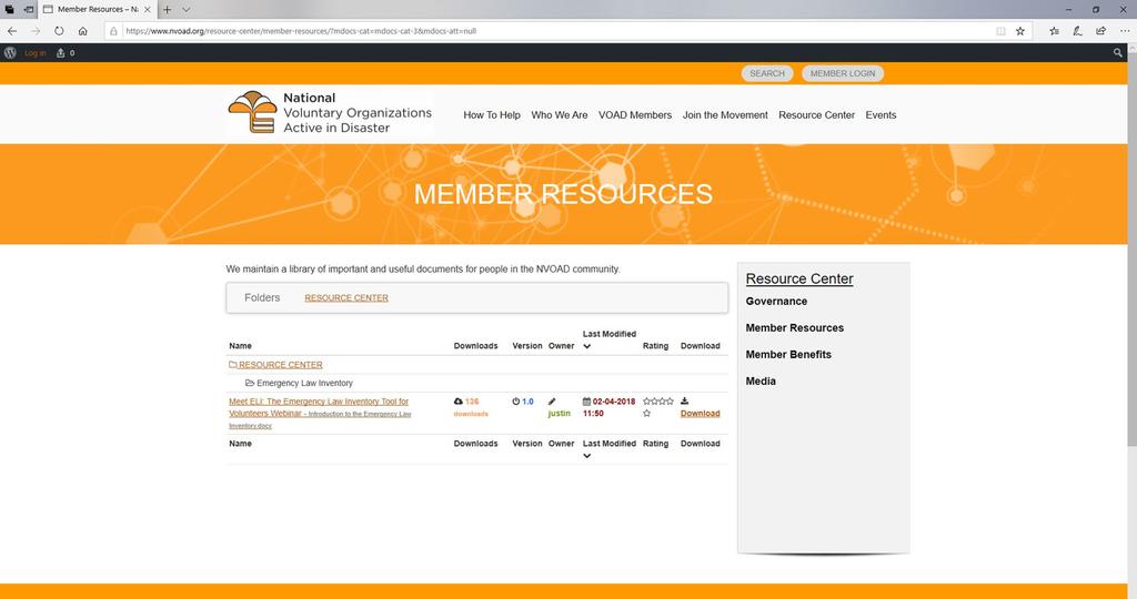 RESOURCE CENTER Member Resources Ex: