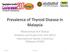 Prevalence of Thyroid Disease In Malaysia