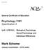 klm Mark Scheme Psychology 1181 Specification A General Certificate of Education Social Psychology and Individual Differences