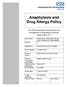 Anaphylaxis and Drug Allergy Policy