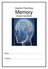 Cognitive Psychology Memory. Student workbook