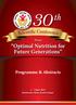 30 th. Optimal Nutrition for Future Generations. Programme & Abstracts. Theme. 2 3 June 2015 Renaissance Hotel, Kuala Lumpur