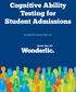 Cognitive Ability Testing for Student Admissions
