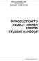 INTRODUCTION TO COMBAT HUNTER B1E0795 STUDENT HANDOUT
