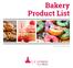 Bakery Product List.
