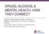 DRUGS, ALCOHOL & MENTAL HEALTH, HOW THEY CONNECT
