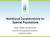 Nutritional Considerations for Special Populations