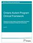 Ontario Autism Program Clinical Framework