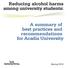 Reducing alcohol harms among university students: A summary of best practices and recommendations for Acadia University