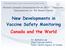 New Developments in Vaccine Safety Monitoring Canada and the World
