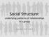 Social Structure: underlying patterns of relationships in a group. October 23 rd, 2017