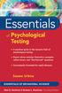 Essentials. of Psychological Testing. Susana Urbina. John Wiley & Sons, Inc.