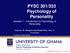 PYSC 301/333 Psychology of Personality