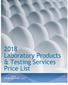 2018 Laboratory Products & Testing Services Price List
