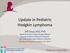 Update in Pediatric Hodgkin Lymphoma