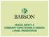 HEALTH, SAFETY, & COMMUNITY BABSON: A PANEL PRESENTATION