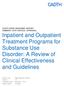 Inpatient and Outpatient Treatment Programs for Substance Use Disorder: A Review of Clinical Effectiveness and Guidelines