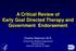 A Critical Review of Early Goal Directed Therapy and Government Endorsement