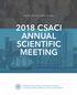 2018 CSACI ANNUAL SCIENTIFIC MEETING