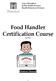 Food Handler Certification Course 4th Edition