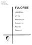 Volume 31 Number 4 Pages November 1998 FLUORIDE JOURNAL. of the. International. Society for. Fluoride. Research