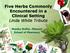 Five Herbs Commonly Encountered in a Clinical Setting Linda White Tribute. Monika Nuffer, PharmD School of Pharmacy