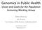 Genomics in Public Health Vision and Goals for the Population Screening Working Group