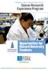 Cancer Research Experience Program. Opportunities for Howard University Students Program Year