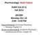Pharmacology: Heart Failure PHPP 515 (IT-I) Fall JACOBS Monday, Oct. 14 3:00 4:50 PM