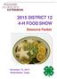 2015 DISTRICT 12 4-H FOOD SHOW