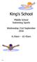 King s School. Middle School Swimming Sports. Wednesday 21st September am 10.45am. Page 1