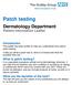 Patch testing. Dermatology Department Patient Information Leaflet