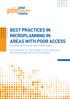 BEST PRACTICES IN MICROPLANNING IN AREAS WITH POOR ACCESS