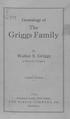 Genealogy of. The. Griggs Family. Walter S. Griggs. of Norfolk, Virginia. Limited Edition