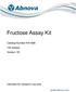 Fructose Assay Kit. Catalog Number KA assays Version: 03. Intended for research use only.