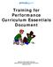 Training for Performance Curriculum Essentials Document
