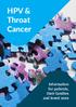 HPV & Throat Cancer. Information for patients, their families and loved ones