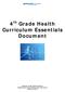 4 th Grade Health Curriculum Essentials Document