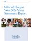 State of Oregon West Nile Virus Summary Report
