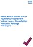 Items which should not be routinely prescribed in primary care: Consultation Report of Findings NHS England