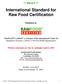 International Standard for Raw Food Certification