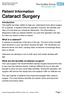 Patient Information Cataract Surgery