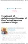 Treatment of Autoimmune Diseases of the Central Nervous System of Dogs