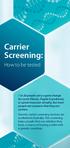 Carrier Screening: How to be tested